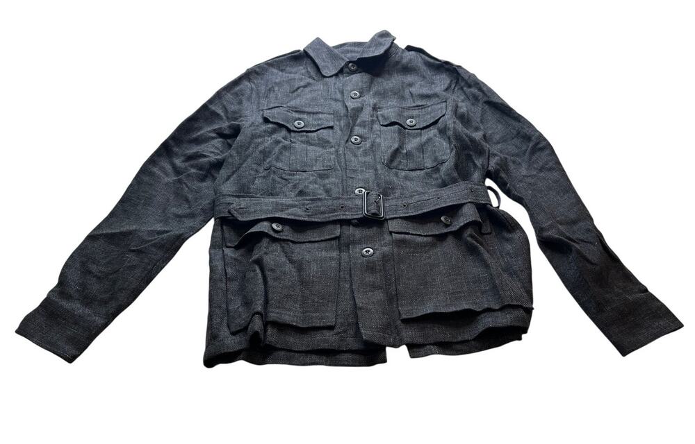 11-99 RALPH LAUREN Purple Label Mens 100% Linen Safari Utility Field Suit Gray M